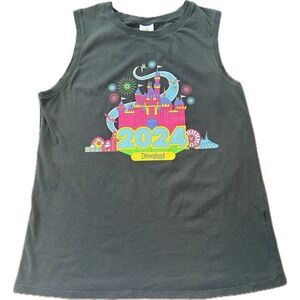 Disney Parks Women Top Black Glitter 2024 Walt Disney World Sleeveless Tank, L